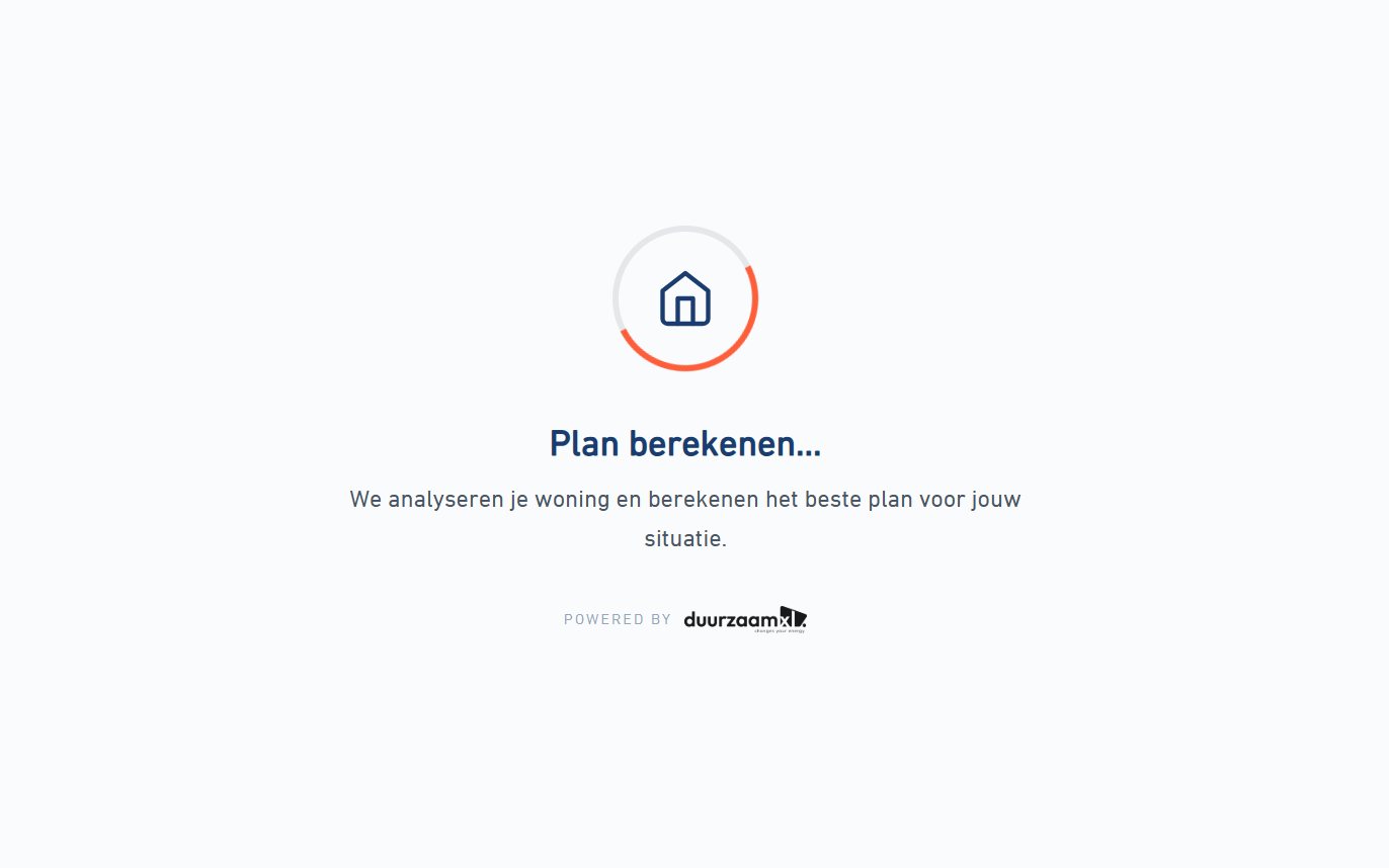 Laadscherm Plan berekenen terwijl de scan de woning analyseert